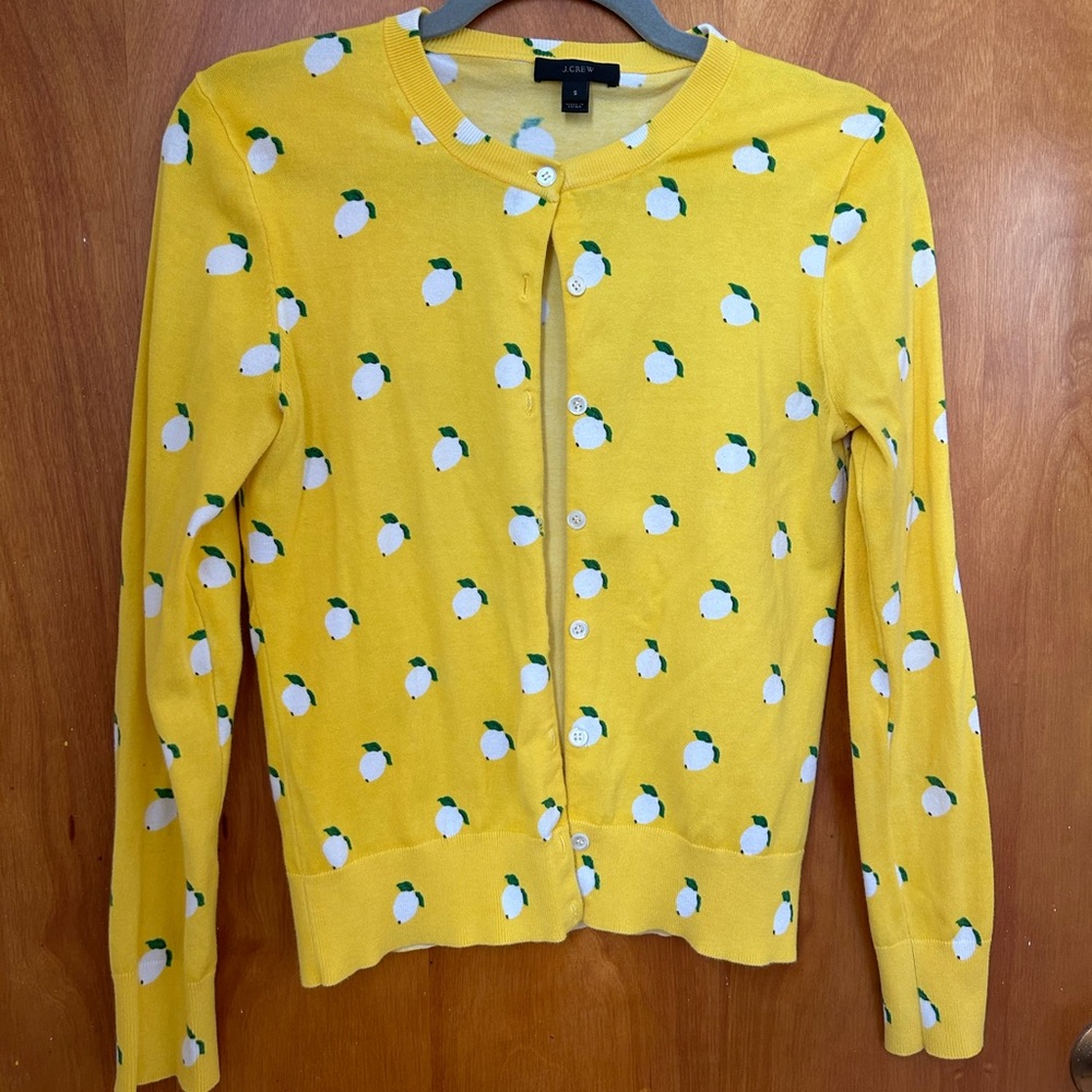 J.Crew lemon print Jackie Cardigan